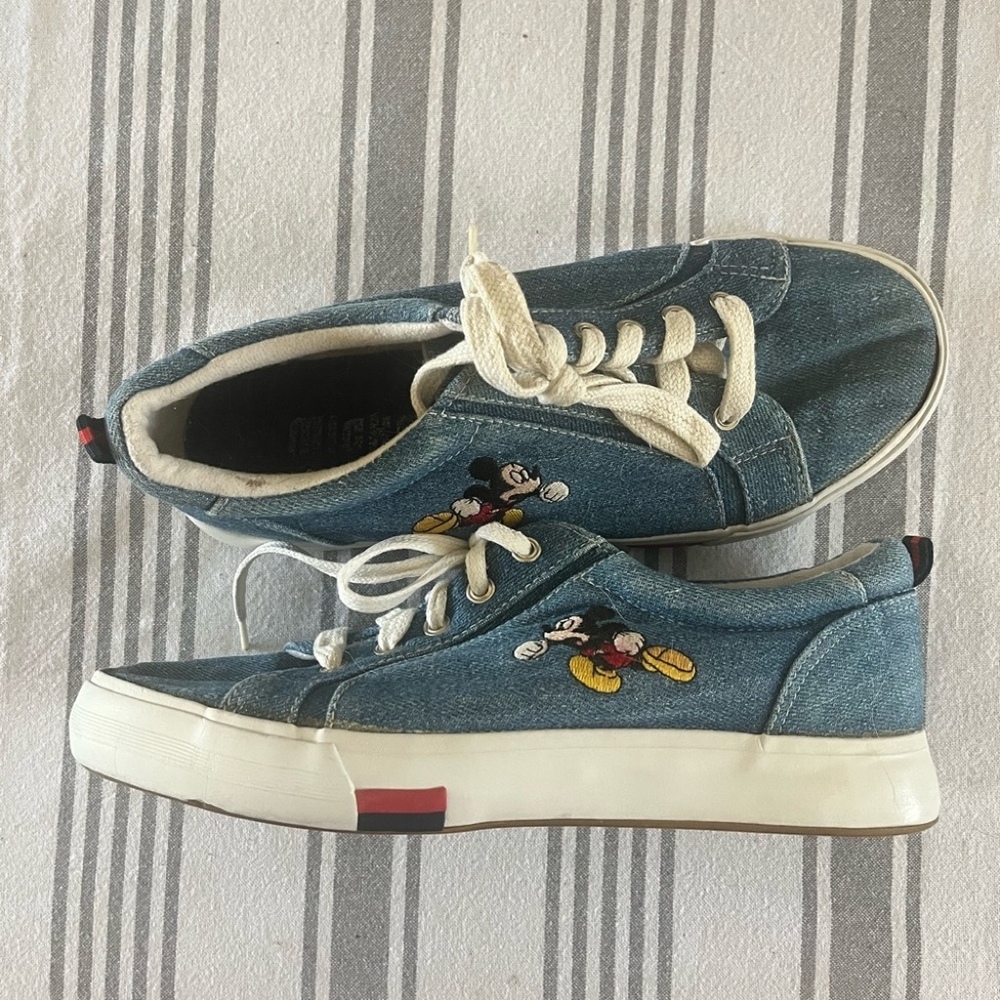 Vintage Disney Denim Mickey Mouse Low-Top Sneakers